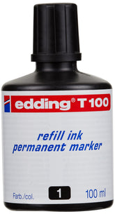 edding T 100 refill ink permanent marker - black - 100 ml - with drop dispenser system, for quick refilling of almost all edding permanent markers